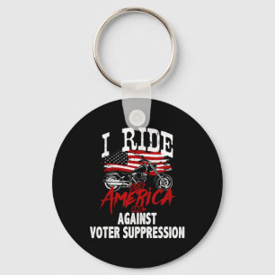 Anti Trump Biker Resist Against Voter Suppression Keychain