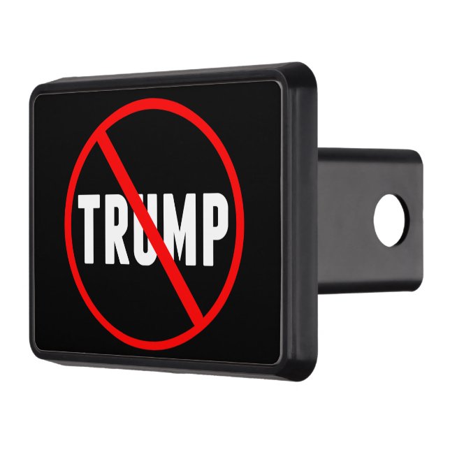 Anti Trump Bold Red Strikethrough Democrat Trailer Hitch Cover (Left)
