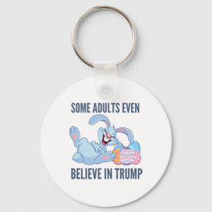 Anti Trump Easter Bunny Laughing At Politics Keychain
