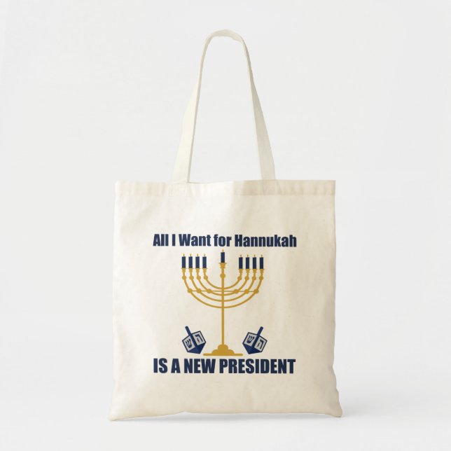 Anti Trump Hanukkah Funny Jewish Political Tote Bag (Front)