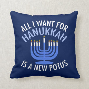 Anti Trump Hanukkah Throw Pillow