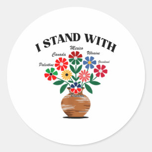 Anti Trump I Stand With Canada Mexico Greenland Uk Classic Round Sticker