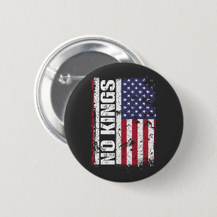 Anti Trump No Kings USA Flag Protest Quote 2 Inch Round Button