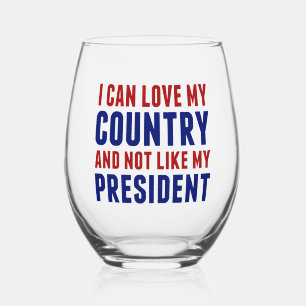 Anti Trump Patriotic Not My President Stemless Wine Glass