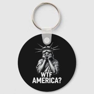 Anti-trump Political And Democracy Wtf America 2 Keychain
