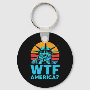 Anti-trump Political And Democracy Wtf America 3  Keychain