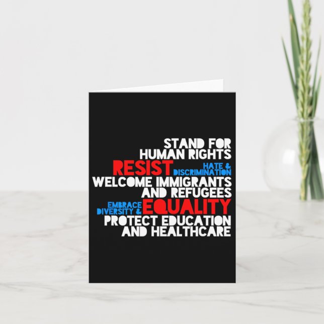 Anti Trump Protest Human Rights Resist  Card (Front)