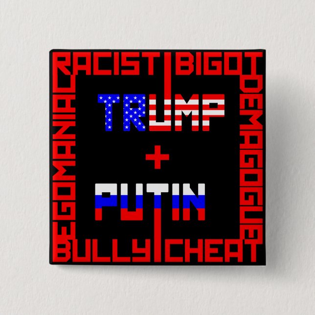 Anti Trump+Putin 2 Inch Square Button (Front)