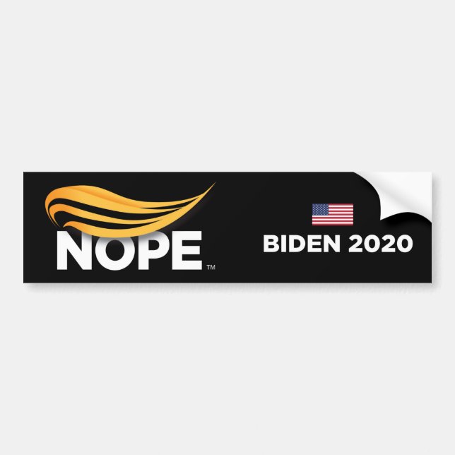 Anti-Trump, Trump Nope, Biden 2020 Bumper Sticker (Front)