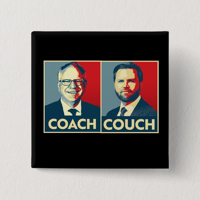Anti Trump Vance - Coach vs. Couch 2 Inch Square Button (Front)
