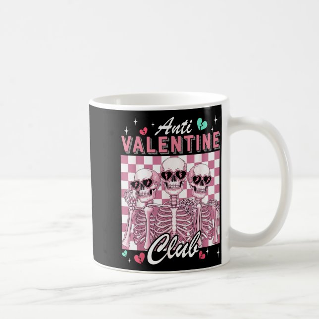 Anti Valentine Club Skeleton Funny Single Valentin Coffee Mug (Right)