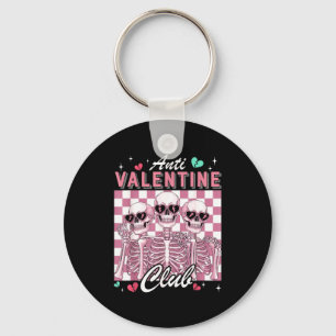 Anti Valentine Club Skeleton Funny Single Valentin Keychain