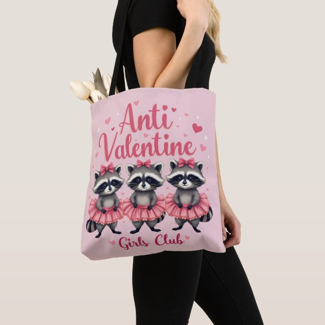 Anti Valentine’s Day Funny Raccoon Cute Kawaii Tote Bag (Close Up)