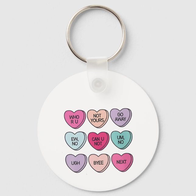 Anti Valentine’s Day Funny Single Awareness  Keychain (Front)