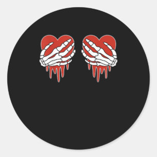Anti Valentine Skeleton Hands Heart Goth Classic Round Sticker