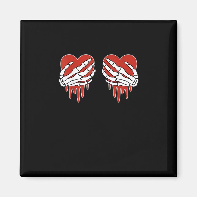 Anti Valentine Skeleton Hands Heart Goth Magnet (Front)