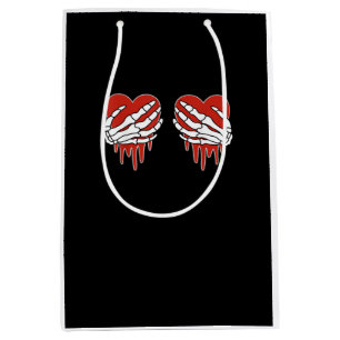 Anti Valentine Skeleton Hands Heart Goth Medium Gift Bag