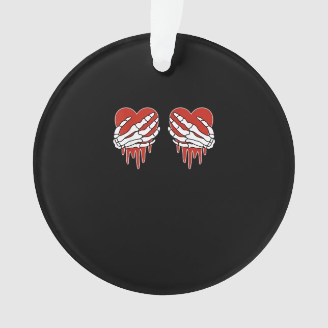 Anti Valentine Skeleton Hands Heart Goth Ornament (Front)