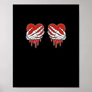 Anti Valentine Skeleton Heart Gothic Style Poster
