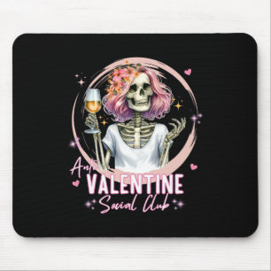 Anti Valentine Social Club Funny Skeleton Matching Mouse Pad