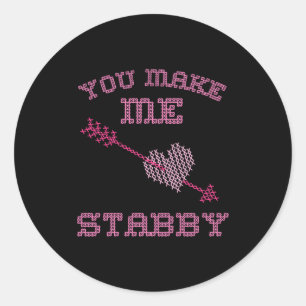 Anti Valentine Ugly Valentines Day Feeling Stabby  Classic Round Sticker