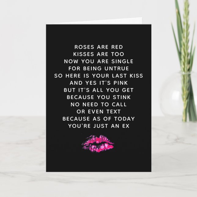 Anti Valentines Day Boyfriend Breakup Poem Holiday Card (Front)