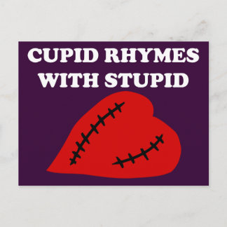 Anti-Valentine's Day: Cupid rhymes with stupid Holiday Postcard