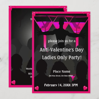 Anti Valentine's Day Ladies Night Party Invitation