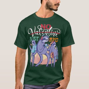 Anti Valentines Day purple Single just pizza and v T-Shirt