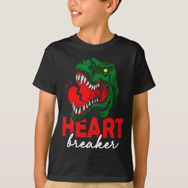 Anti Valentines Day Single Heart Breaker T Rex Di  T-Shirt (Front)