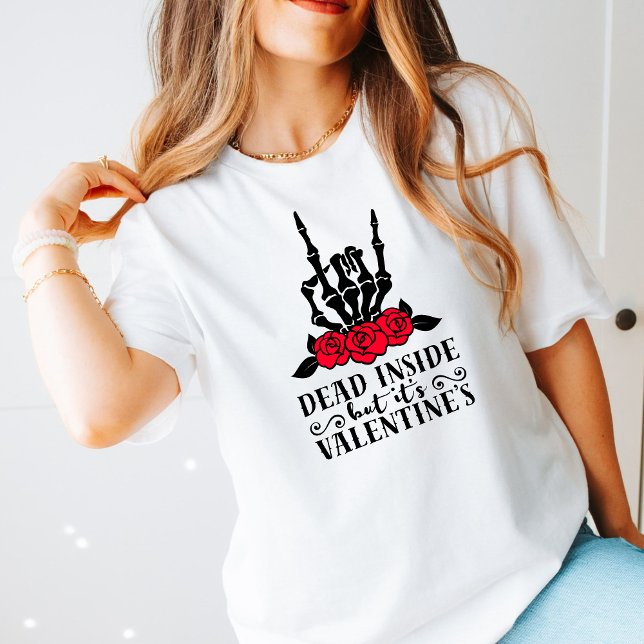 Anti Valentine's Day Skeleton hand Dead Inside  T-Shirt (Creator Uploaded)