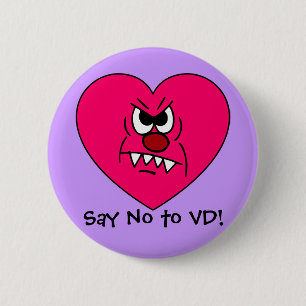 Anti-VD: I hate Valentines Day Angry Heart Face 2 Inch Round Button