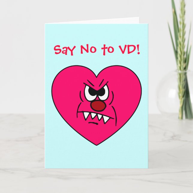 Anti-VD: I hate Valentines Day Angry Heart Face Holiday Card (Front)