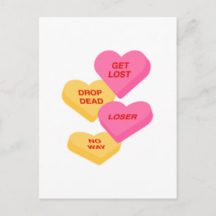 anti vday candy hearts postcard