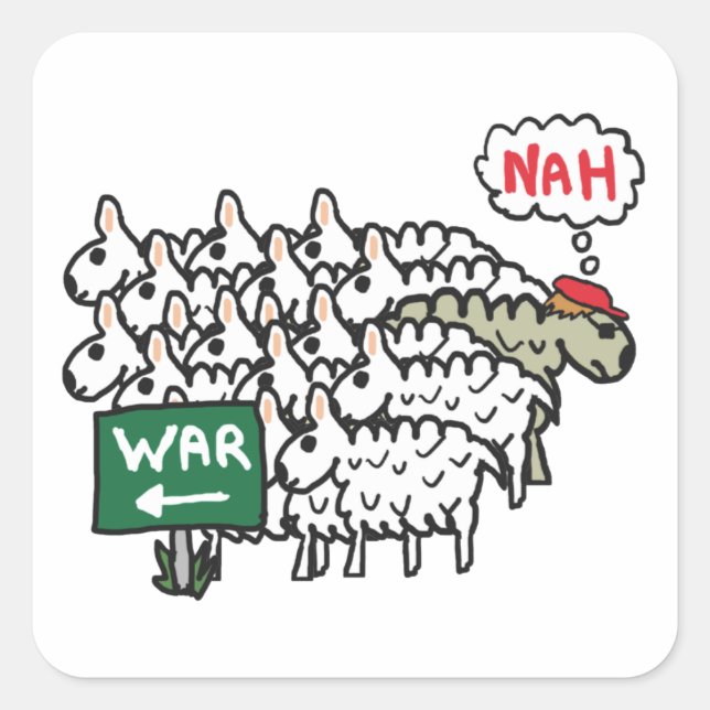 Anti War Sheep Square Sticker (Front)