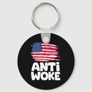 Anti Woke American Flag Conservative Republican Fo Keychain
