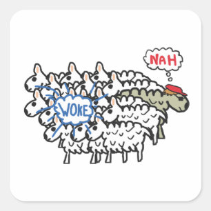 Anti Woke Sheep Square Sticker