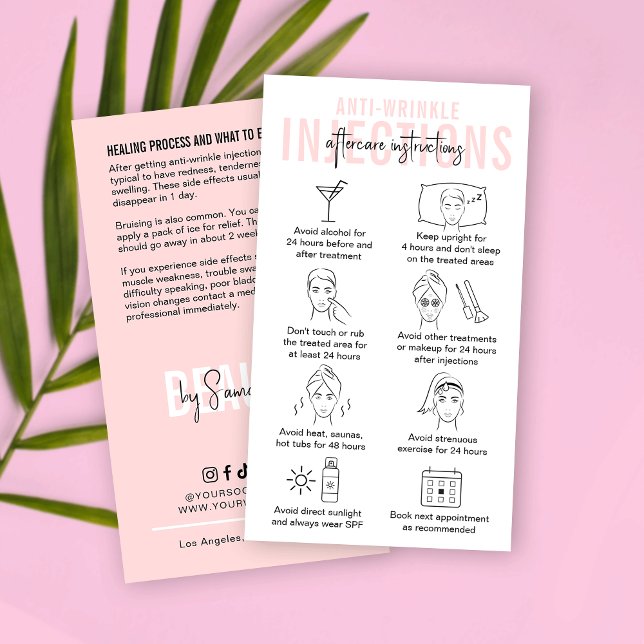 Anti Wrinkle Injections Aftercare Instructions Business Card (Creator Uploaded)