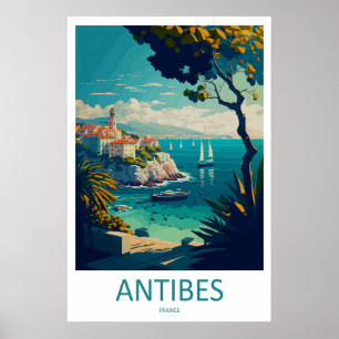 Antibes France Parc Affiche Voyage Ski Vintage