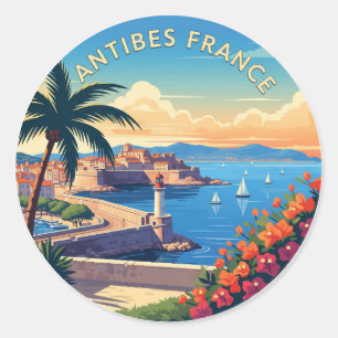 Antibes France Travel Classic Round Sticker