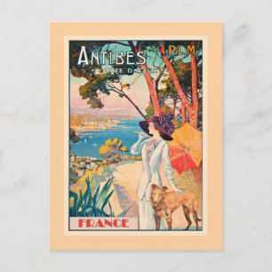 Antibes, France travel poster, Postcard