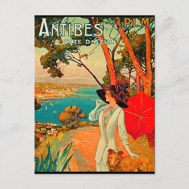 Antibes France Vintage Poster Postcard (Front)