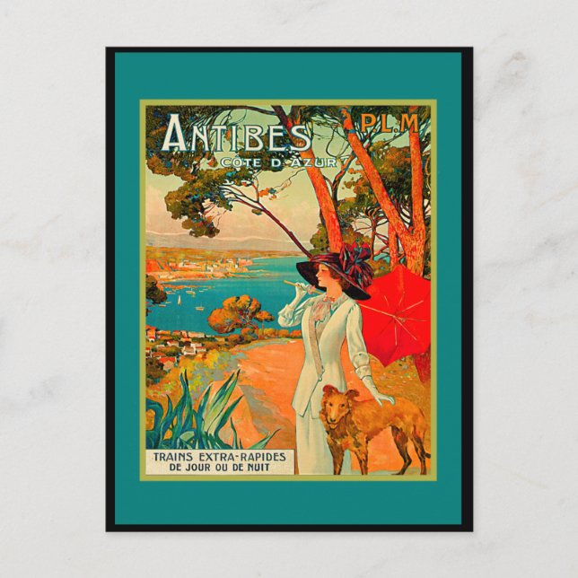 Antibes France Vintage Poster Postcard (Front)
