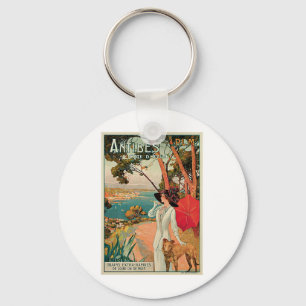 Antibes France Vintage Travel Advertisement Keychain
