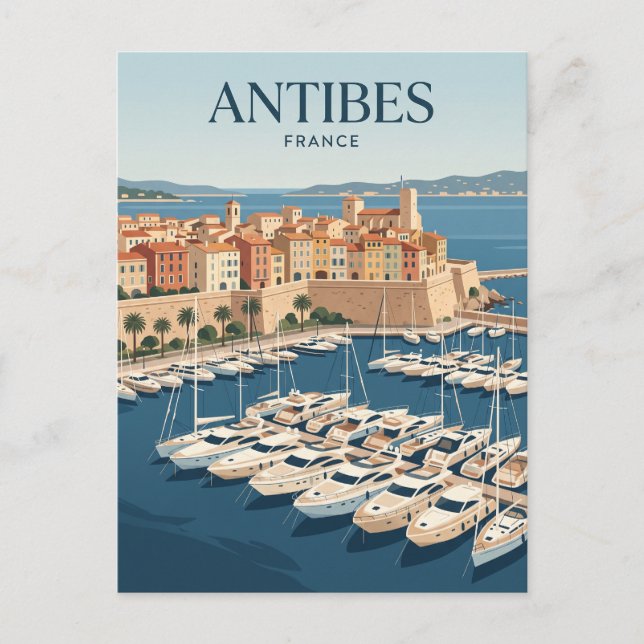 Antibes Harbour France Postcard (Front)