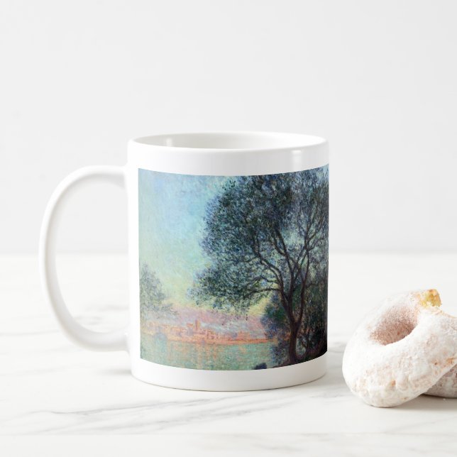 Antibes in the Morning by Claude Monet Coffee Mug (With Donut)