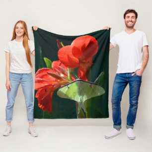 “Anticipation of the Night” - Luna Moth Painti Fleece Blanket