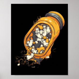Antidepressant Cat Pill Bottle – Mental Health S D Poster