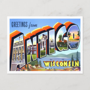 Antigo, Wisconsin Vintage Big Letters Postcard