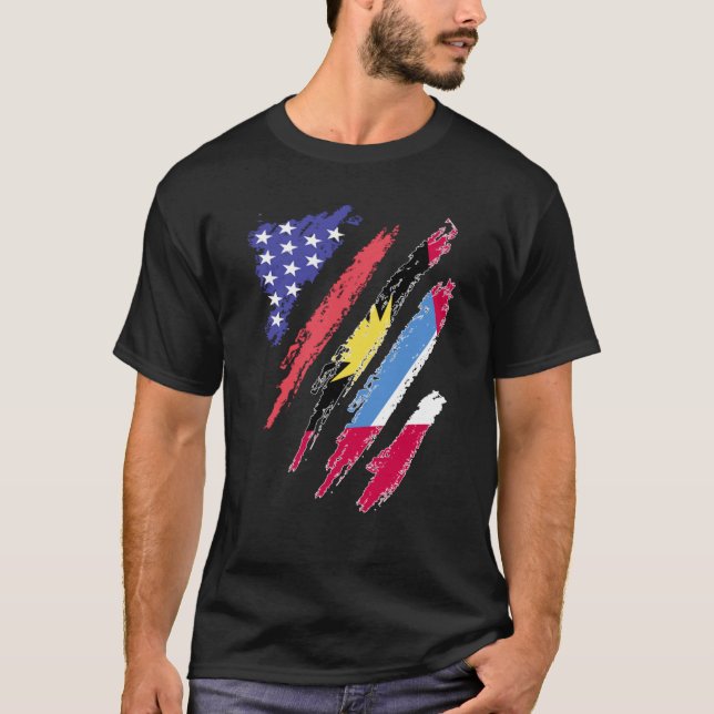 Antigua American Patriot Grown Heart Flag Stripes T-Shirt (Front)